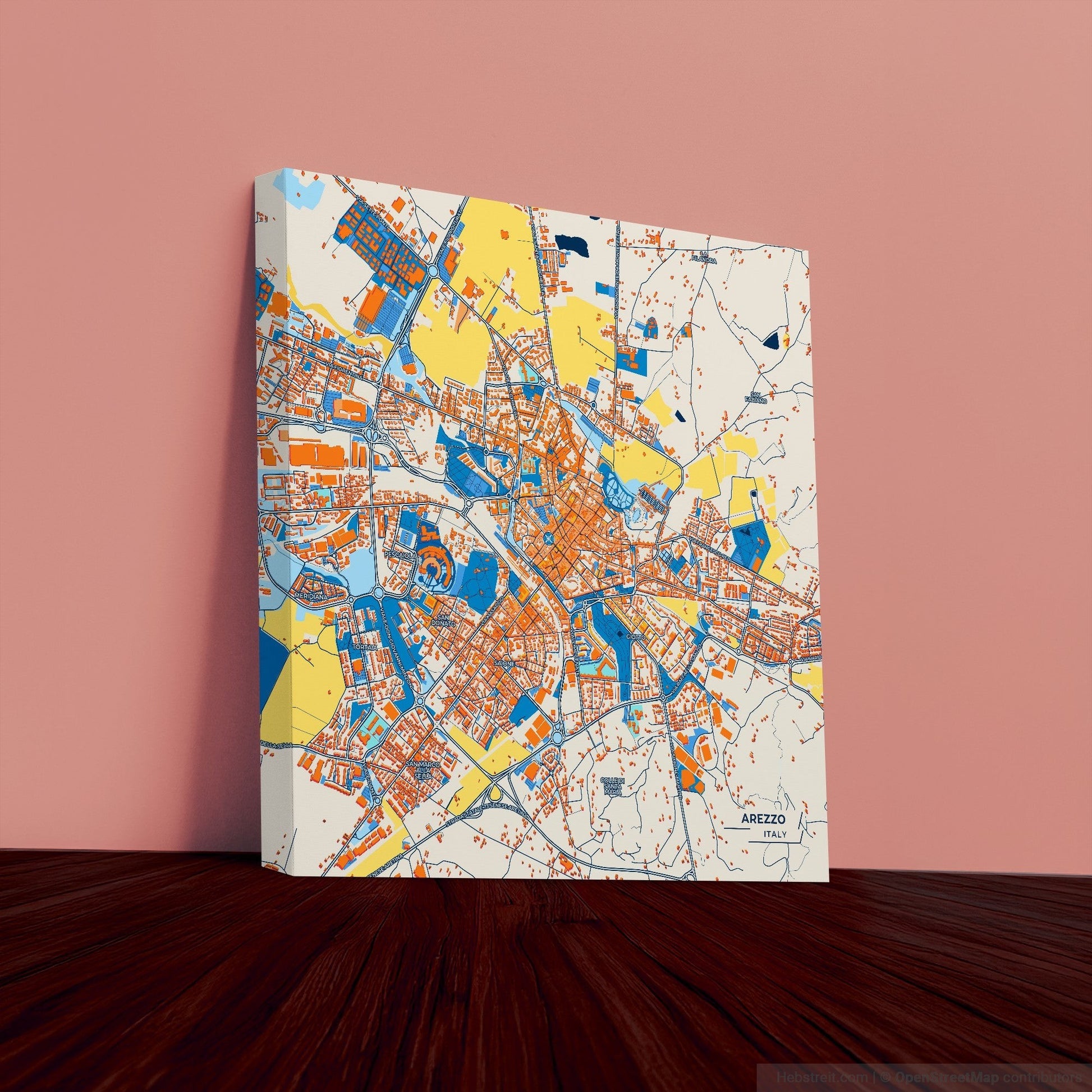 Arezzo Italy Colorful City Map Canvas Print