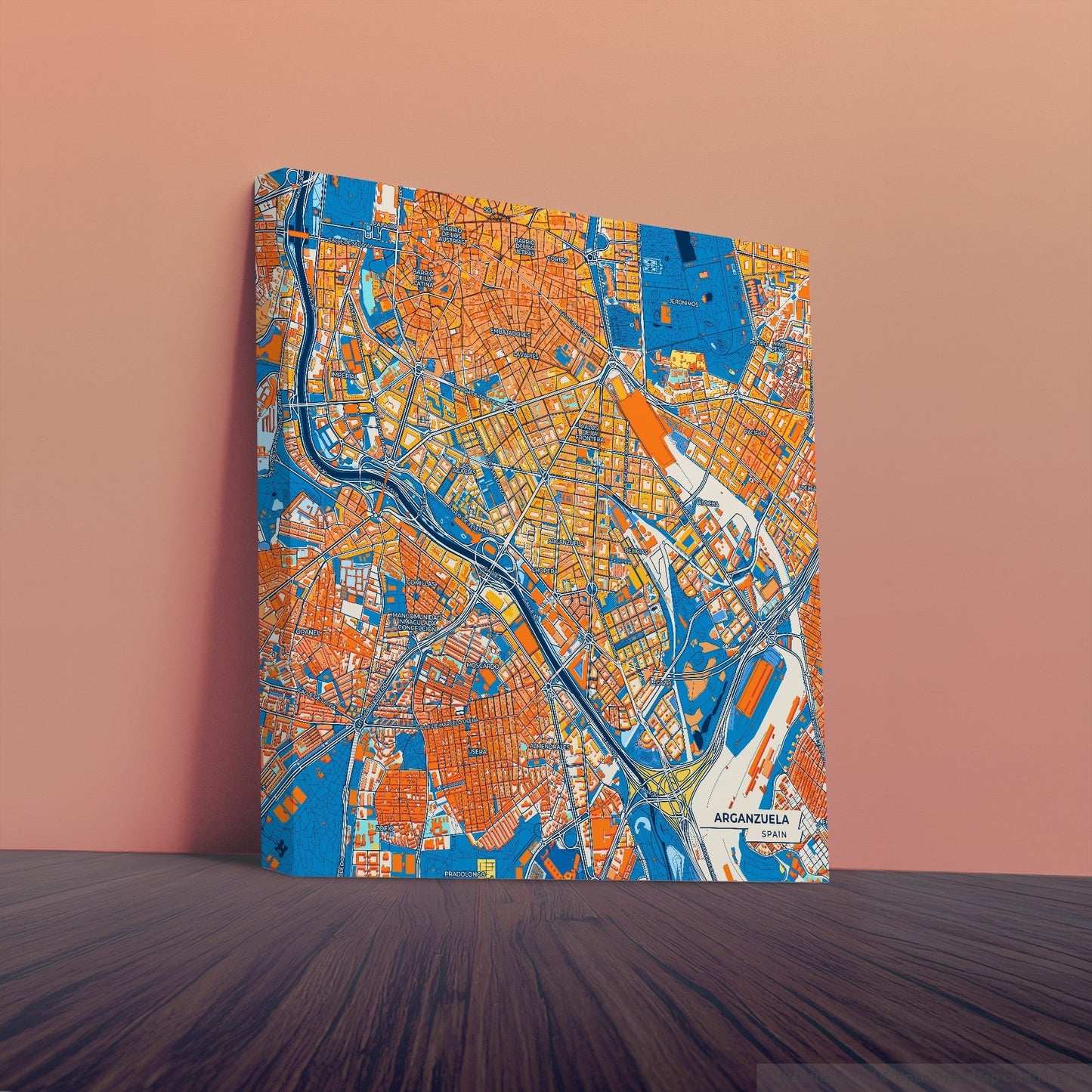 Arganzuela Spain Colorful City Map Canvas Print