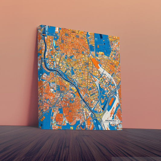 Arganzuela Spain Colorful City Map Canvas Print