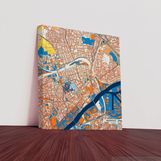 Argenteuil France Colorful City Map Canvas Print
