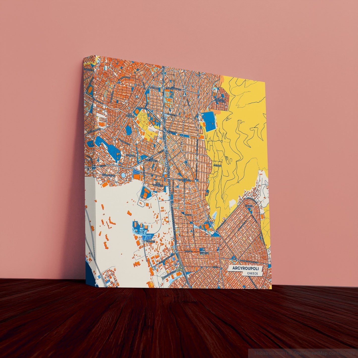 Αργυρουπολη Greece Colorful City Map Canvas Print