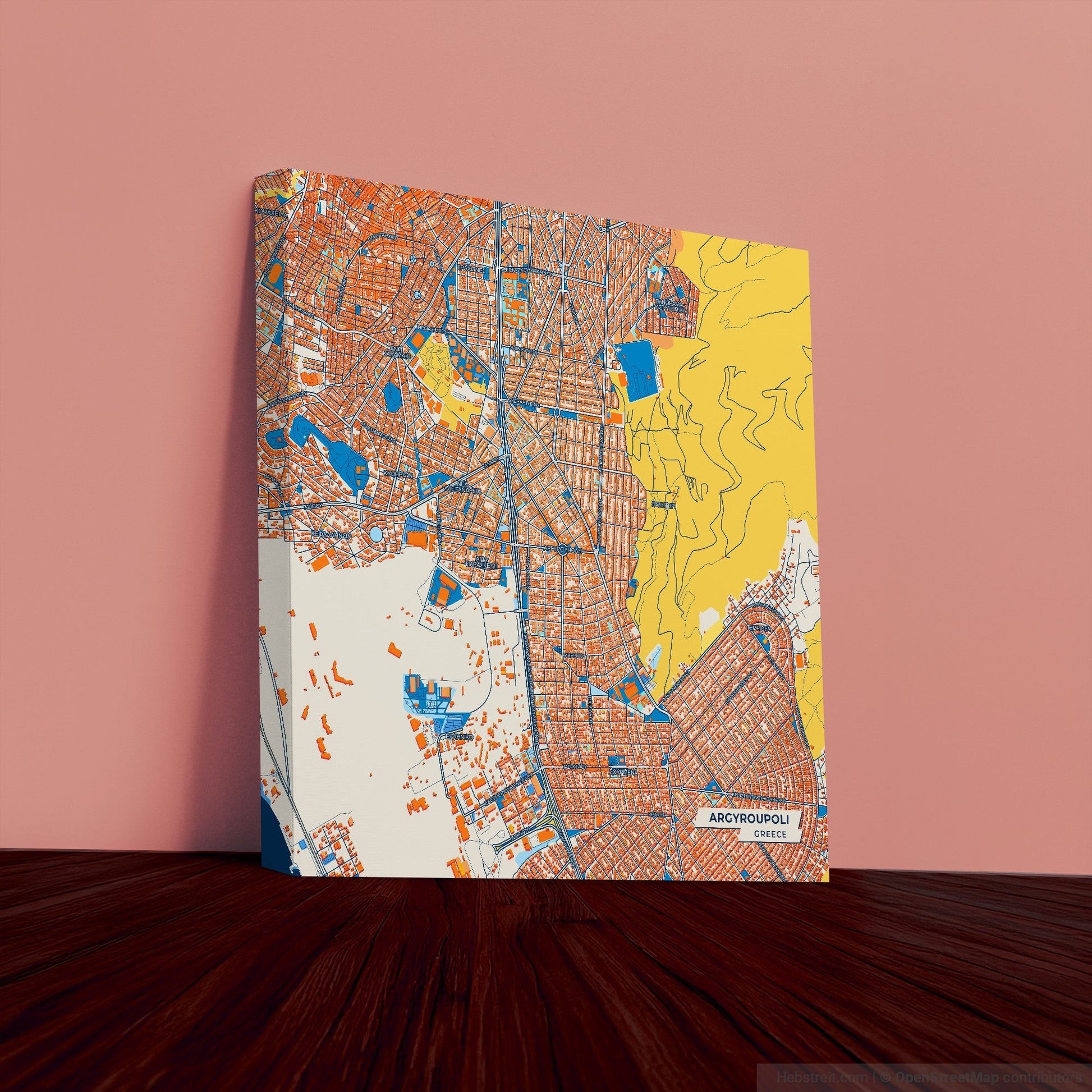 Αργυρουπολη Greece Colorful City Map Canvas Print