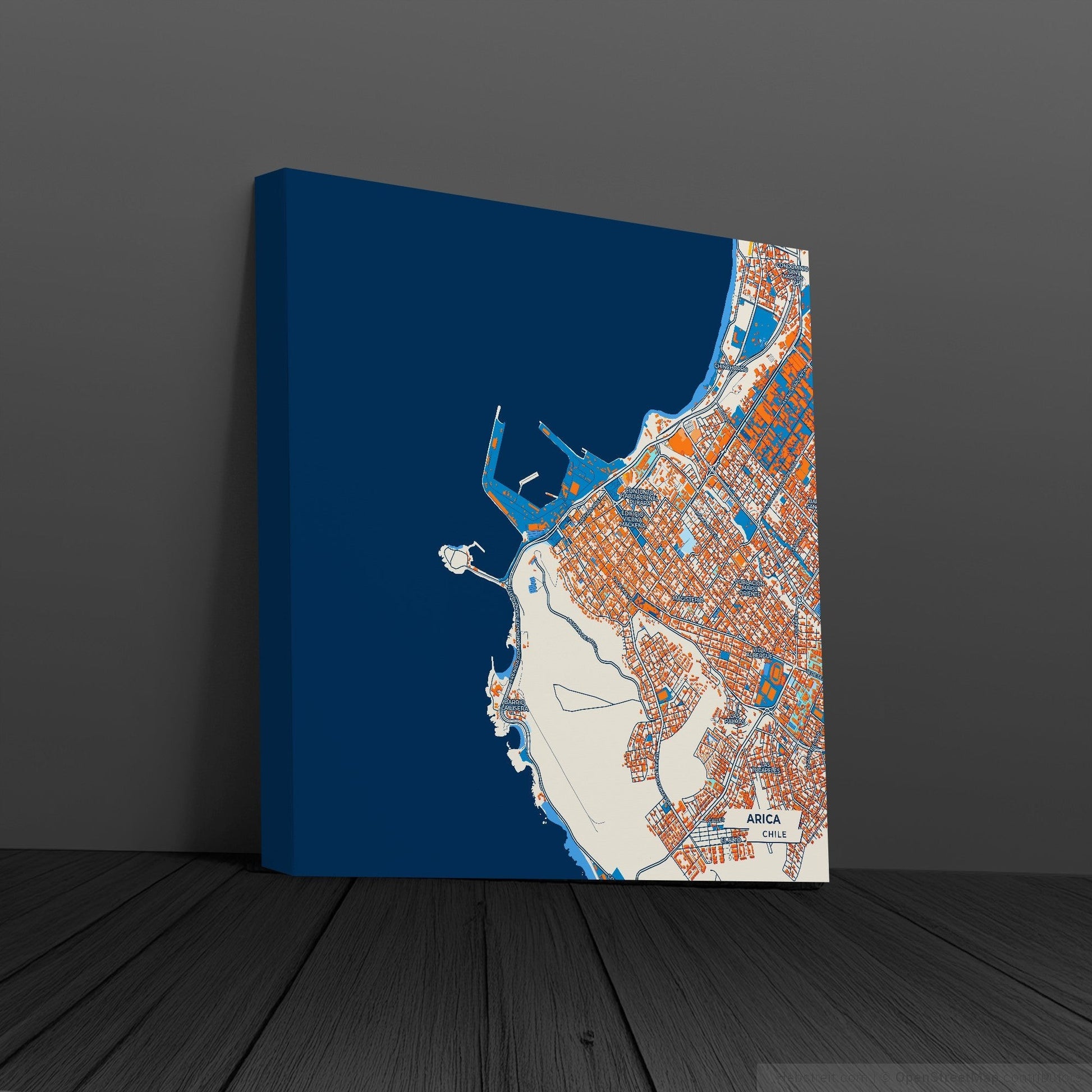 Arica Chile Colorful City Map Canvas Print