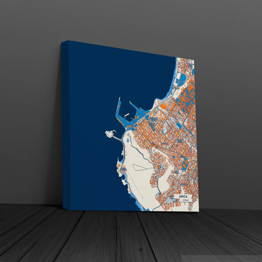 Arica Chile Colorful City Map Canvas Print