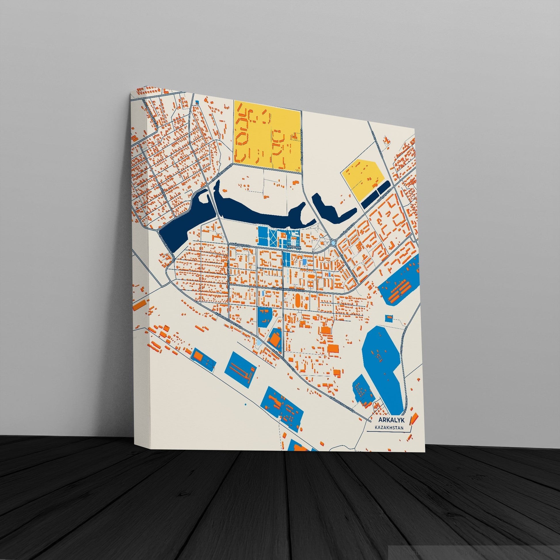 Arkalyk Kazakhstan Colorful City Map Canvas Print