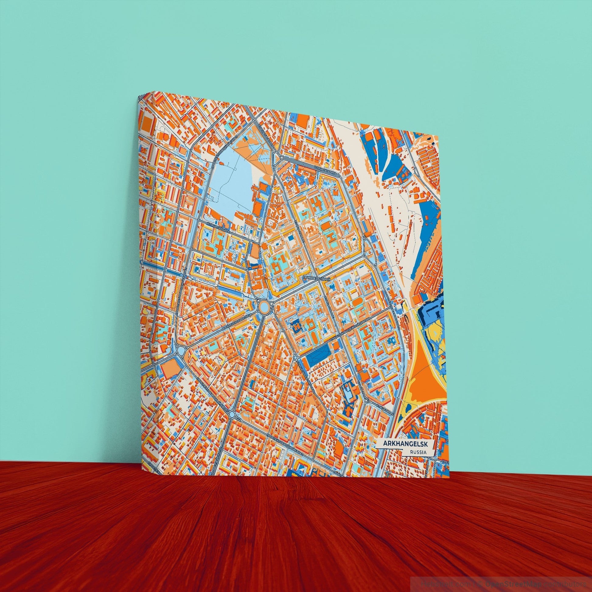 Архангельск Russia Colorful City Map Canvas Print