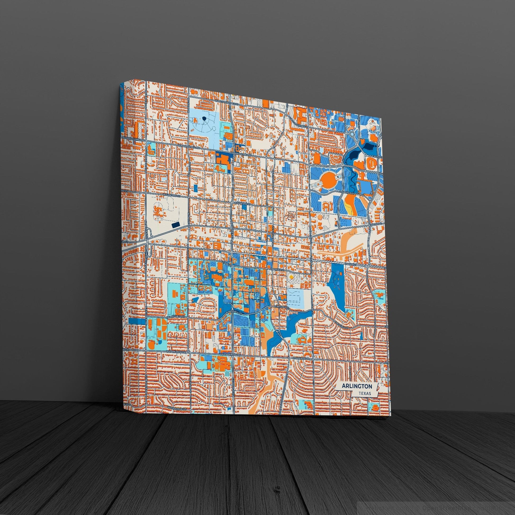 Arlington Texas Colorful City Map Canvas Print