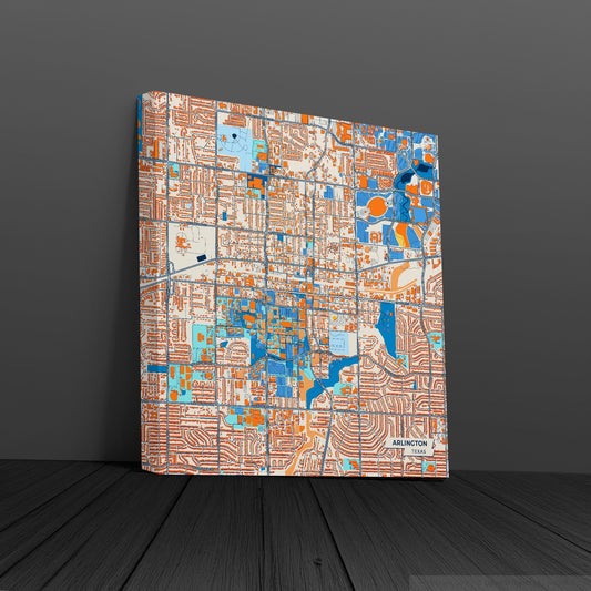 Arlington Texas Colorful City Map Canvas Print