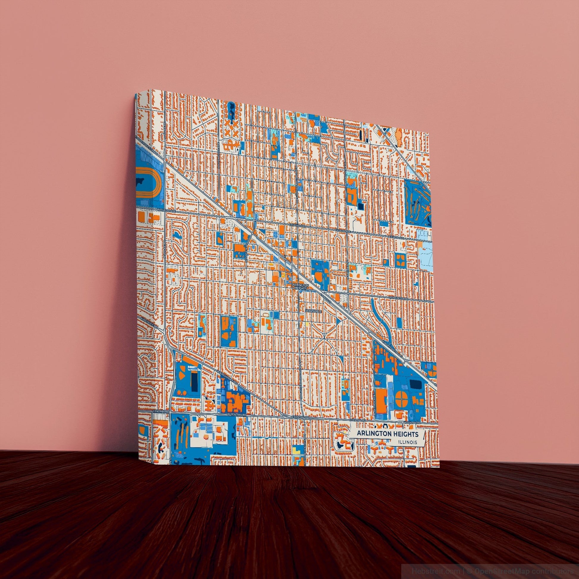 Arlington Heights Illinois Colorful City Map Canvas Print