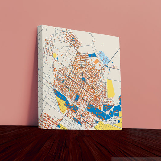 Armavir Armenia Colorful City Map Canvas Print
