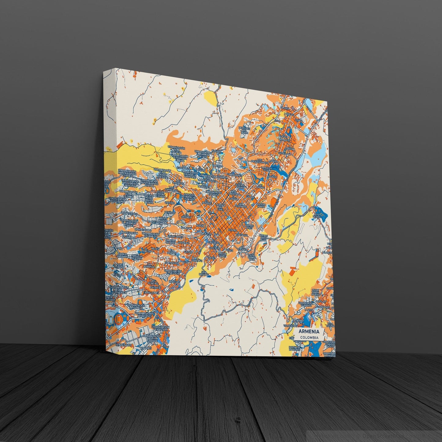 Armenia Colombia Colorful City Map Canvas Print