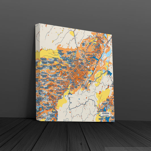 Armenia Colombia Colorful City Map Canvas Print