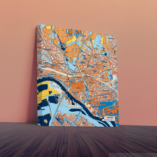 Arnhem Netherlands Colorful City Map Canvas Print