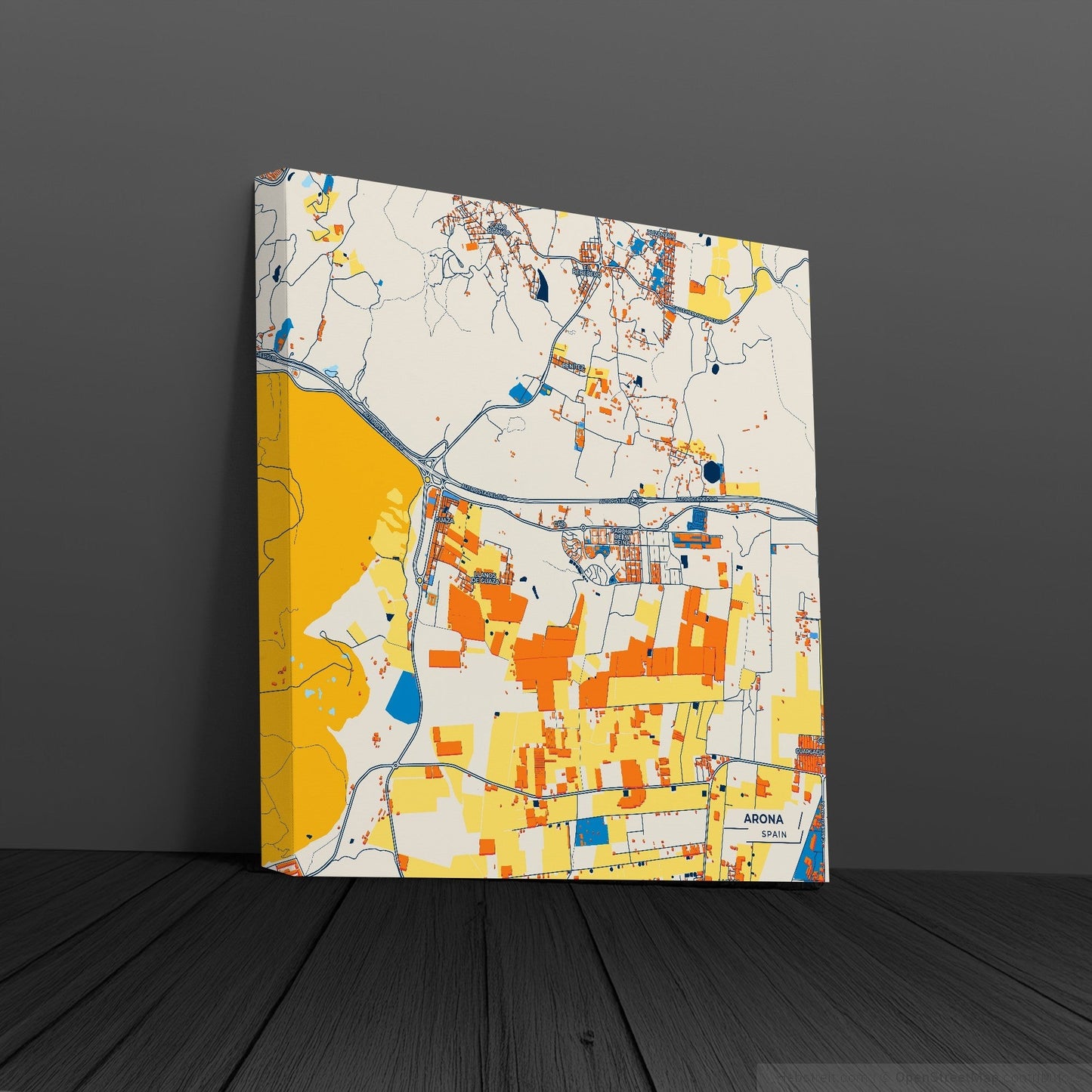 Arona Spain Colorful City Map Canvas Print