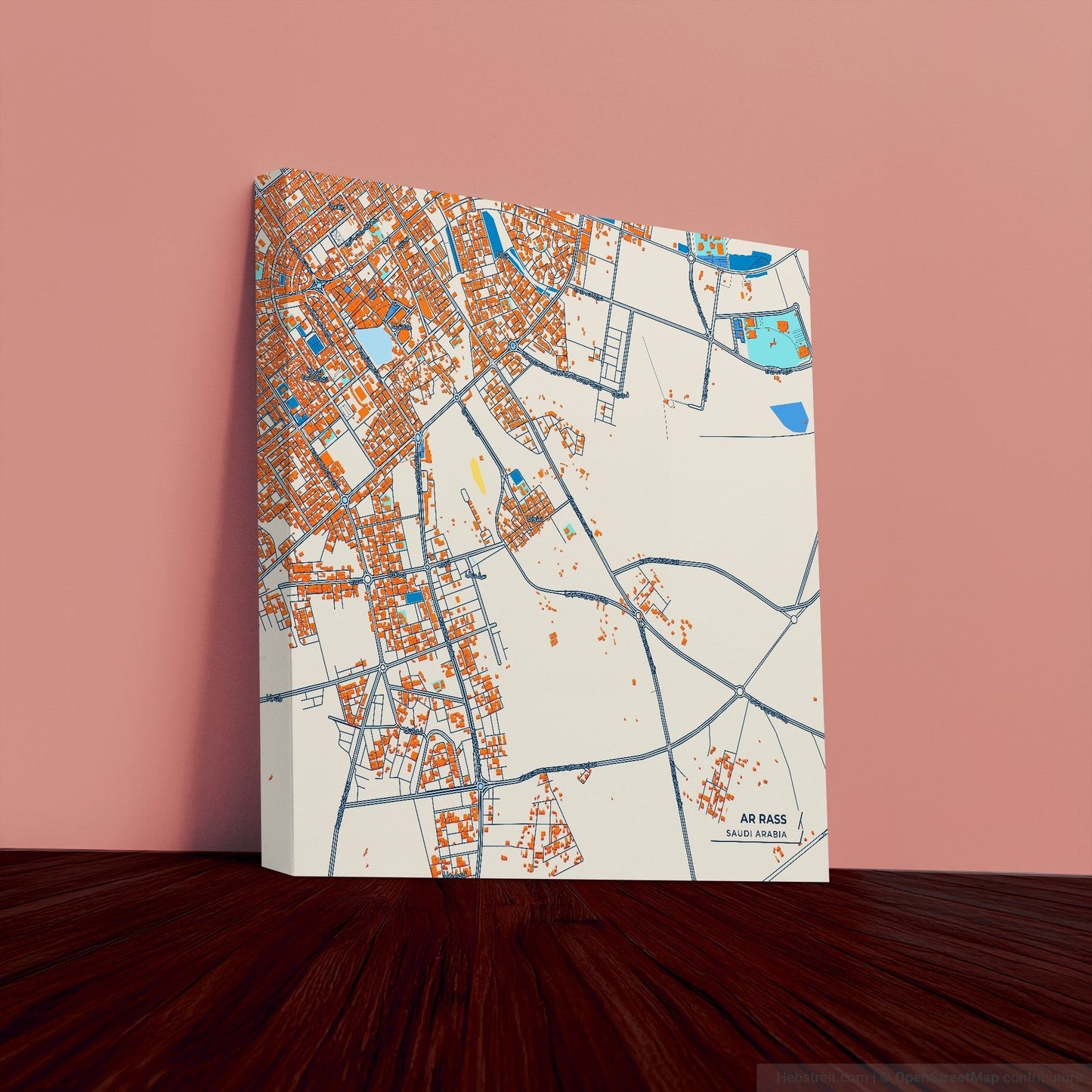 Ar Rass Saudi Arabia Colorful City Map Canvas Print