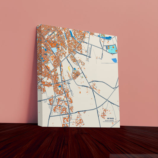 Ar Rass Saudi Arabia Colorful City Map Canvas Print