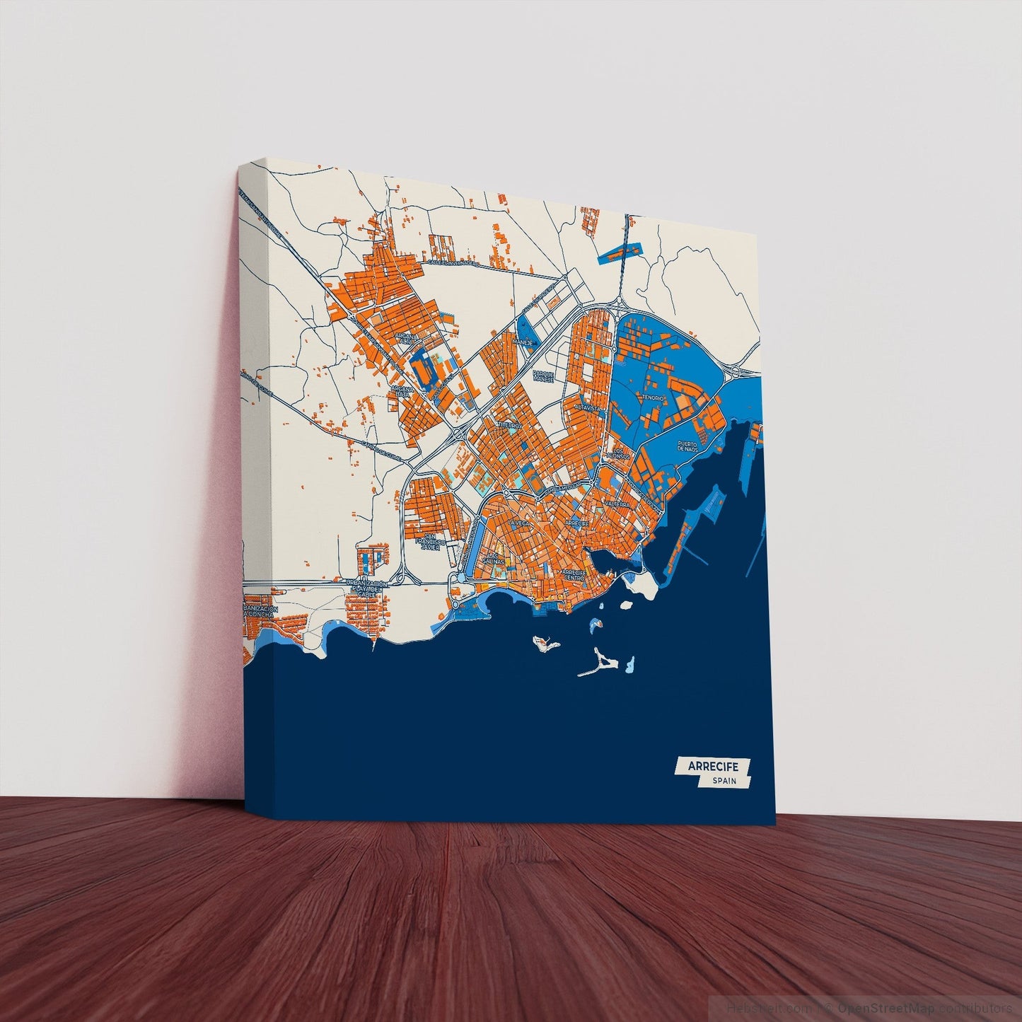 Arrecife Spain Colorful City Map Canvas Print