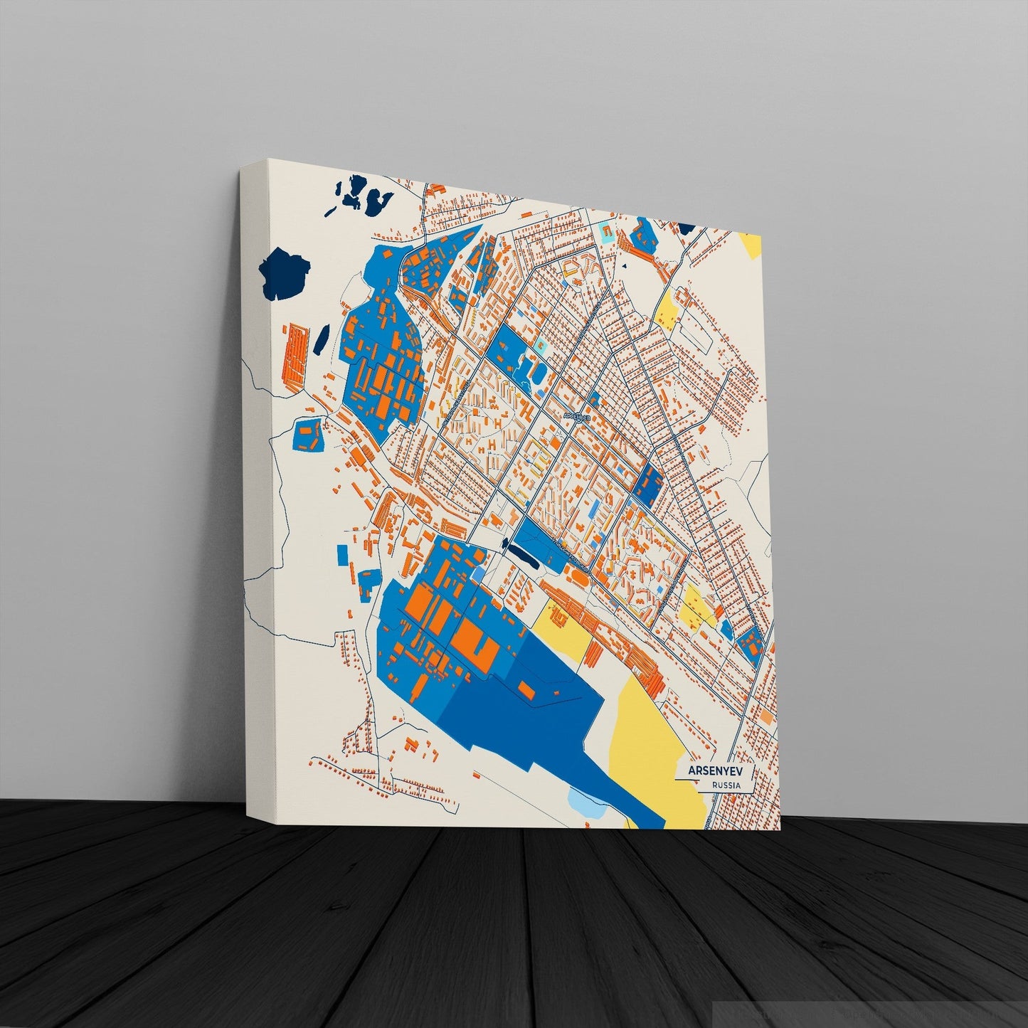 Арсеньев Russia Colorful City Map Canvas Print