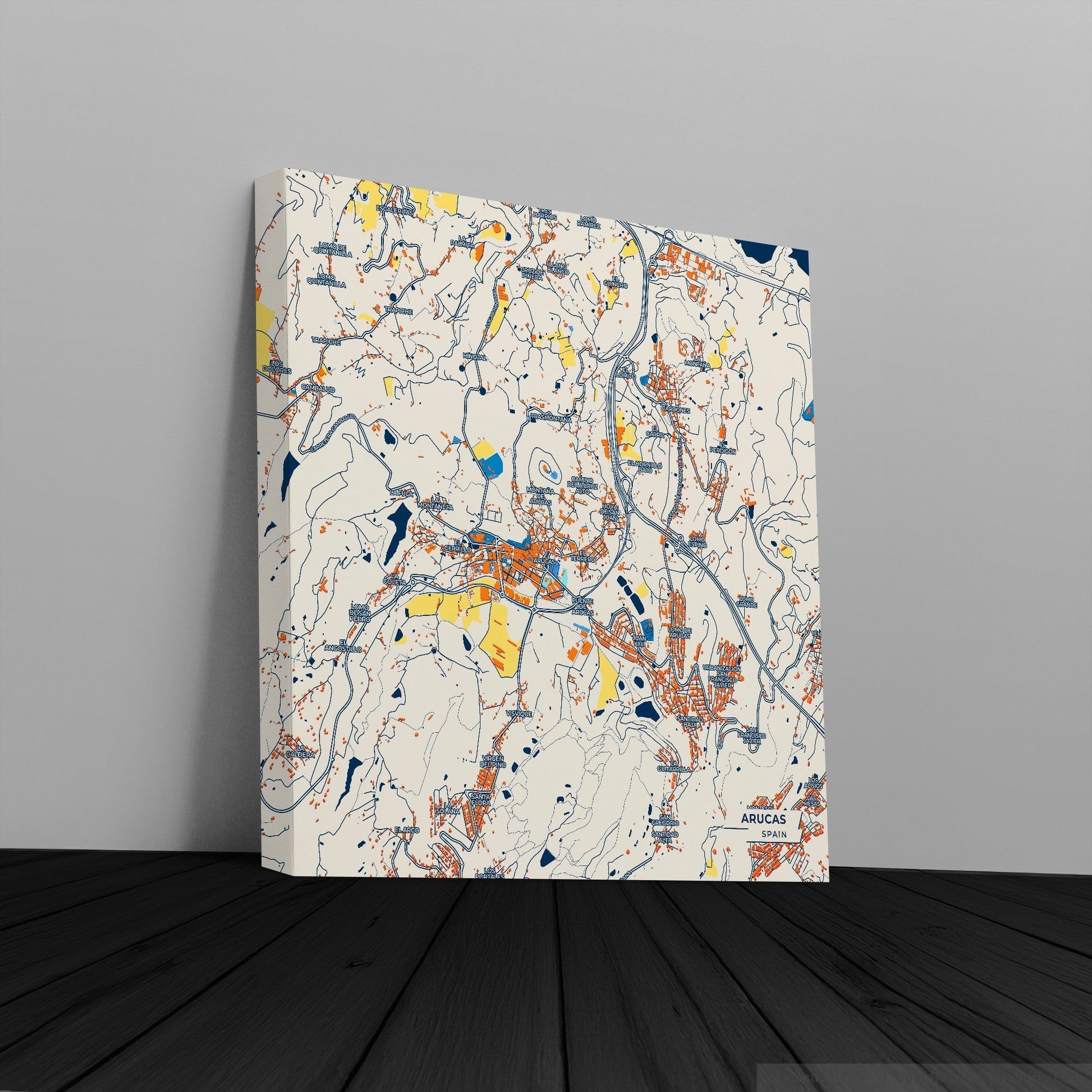 Arucas Spain Colorful City Map Canvas Print