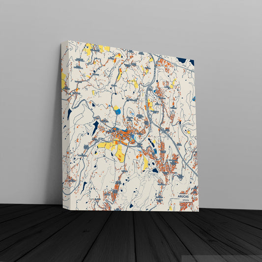 Arucas Spain Colorful City Map Canvas Print