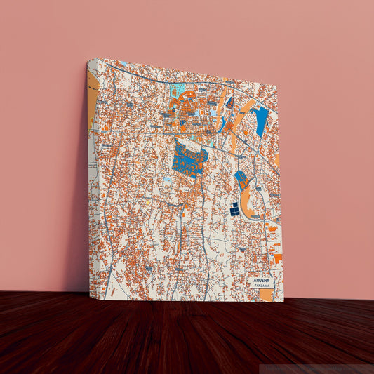 Arusha Tanzania Colorful City Map Canvas Print