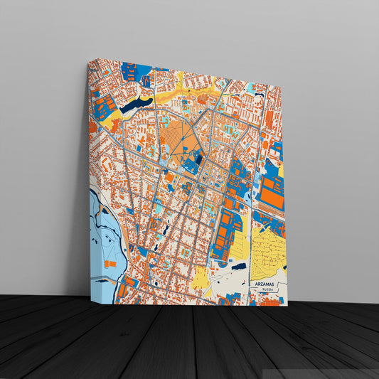 Арзамасский Russia Colorful City Map Canvas Print