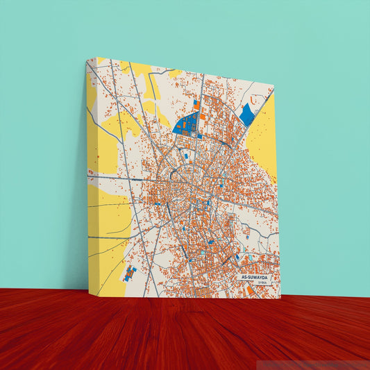 As-Suwayda Syria Colorful City Map Canvas Print