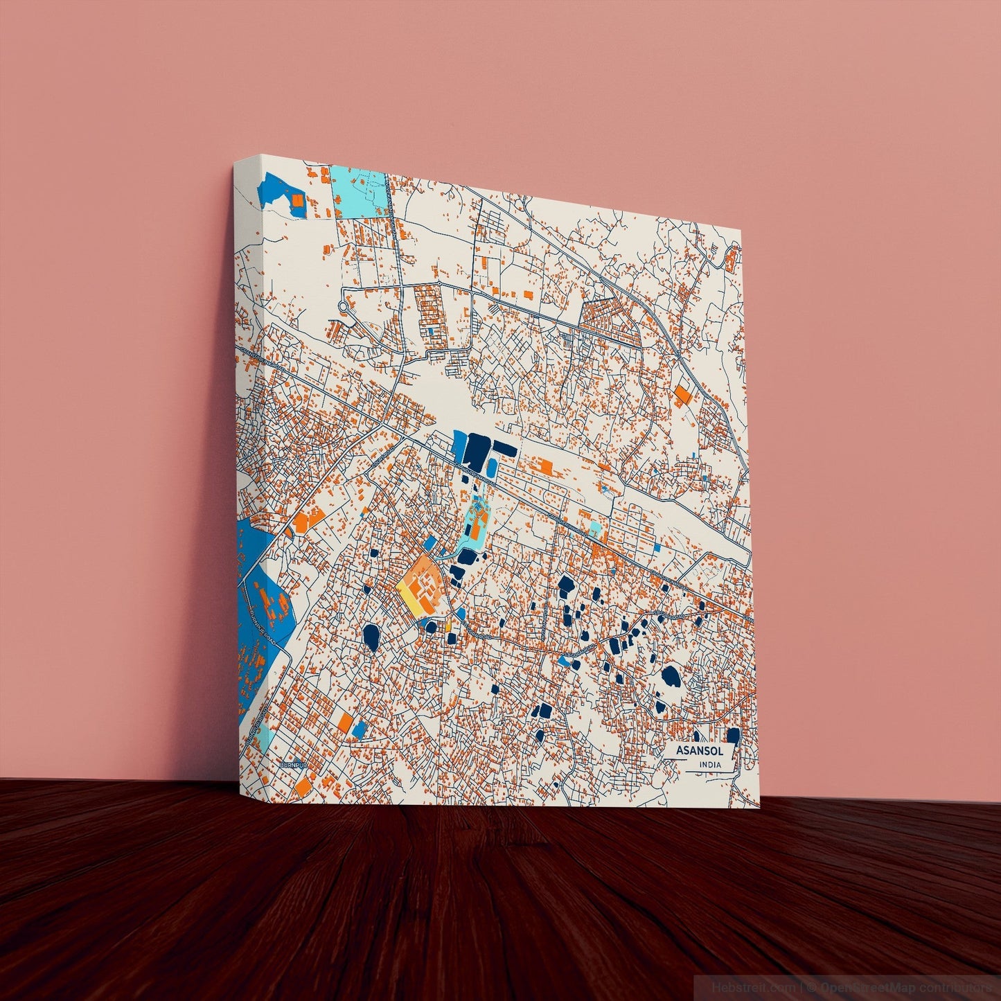 Asansol India Colorful City Map Canvas Print