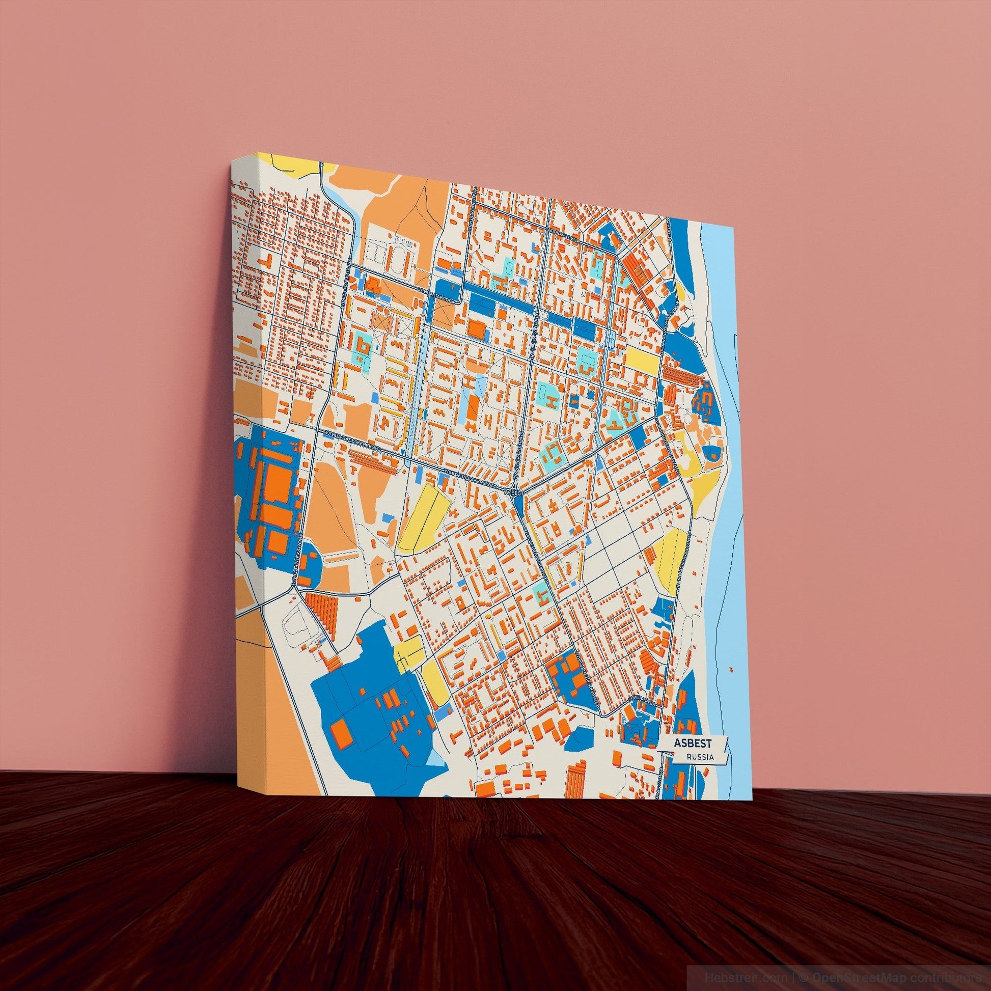 Asbest Russia Colorful City Map Canvas Print