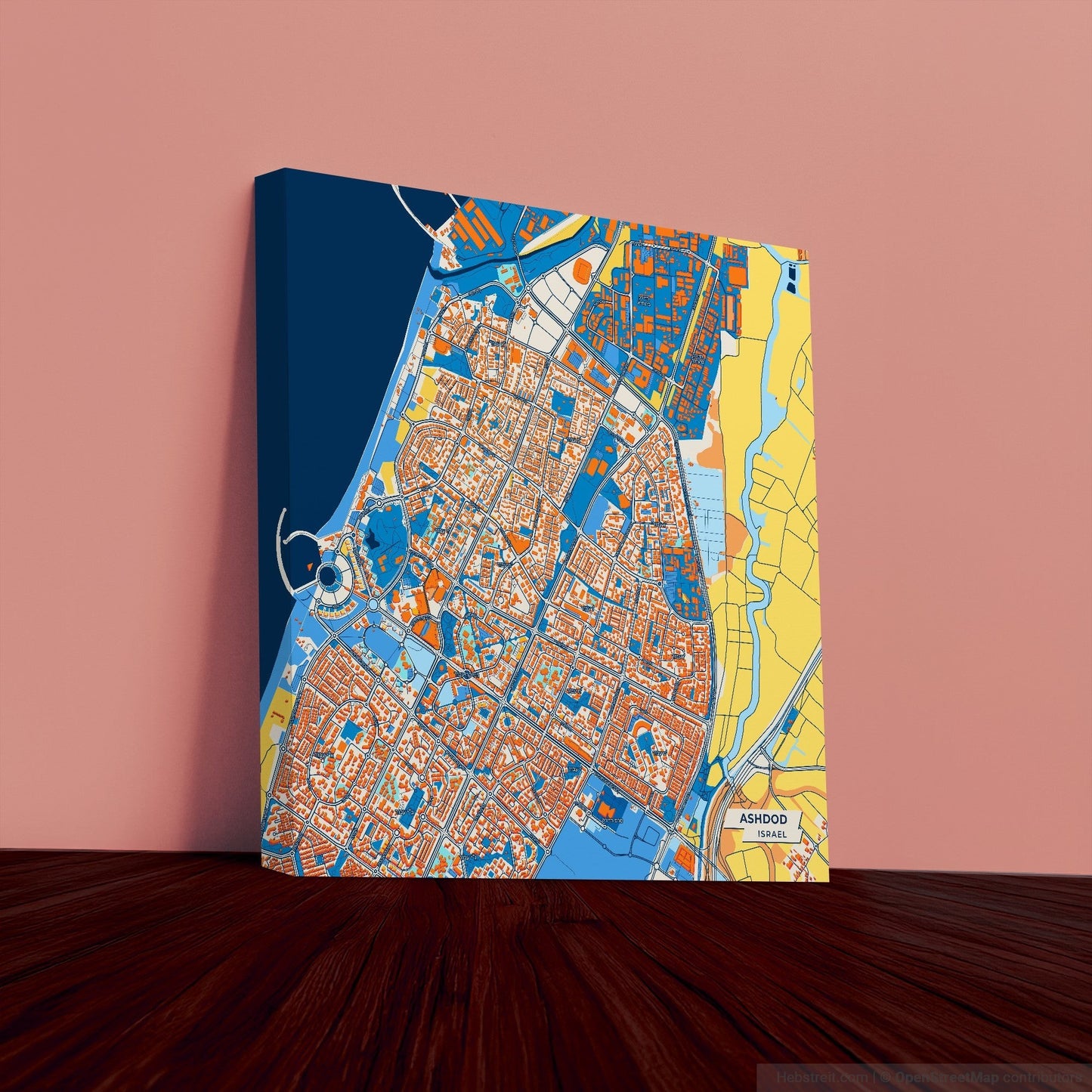 Ashdod Israel Colorful City Map Canvas Print