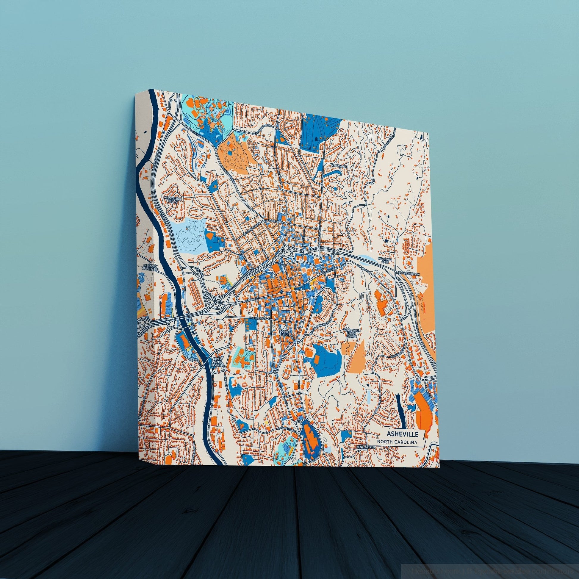 Asheville North Carolina Colorful City Map Canvas Print
