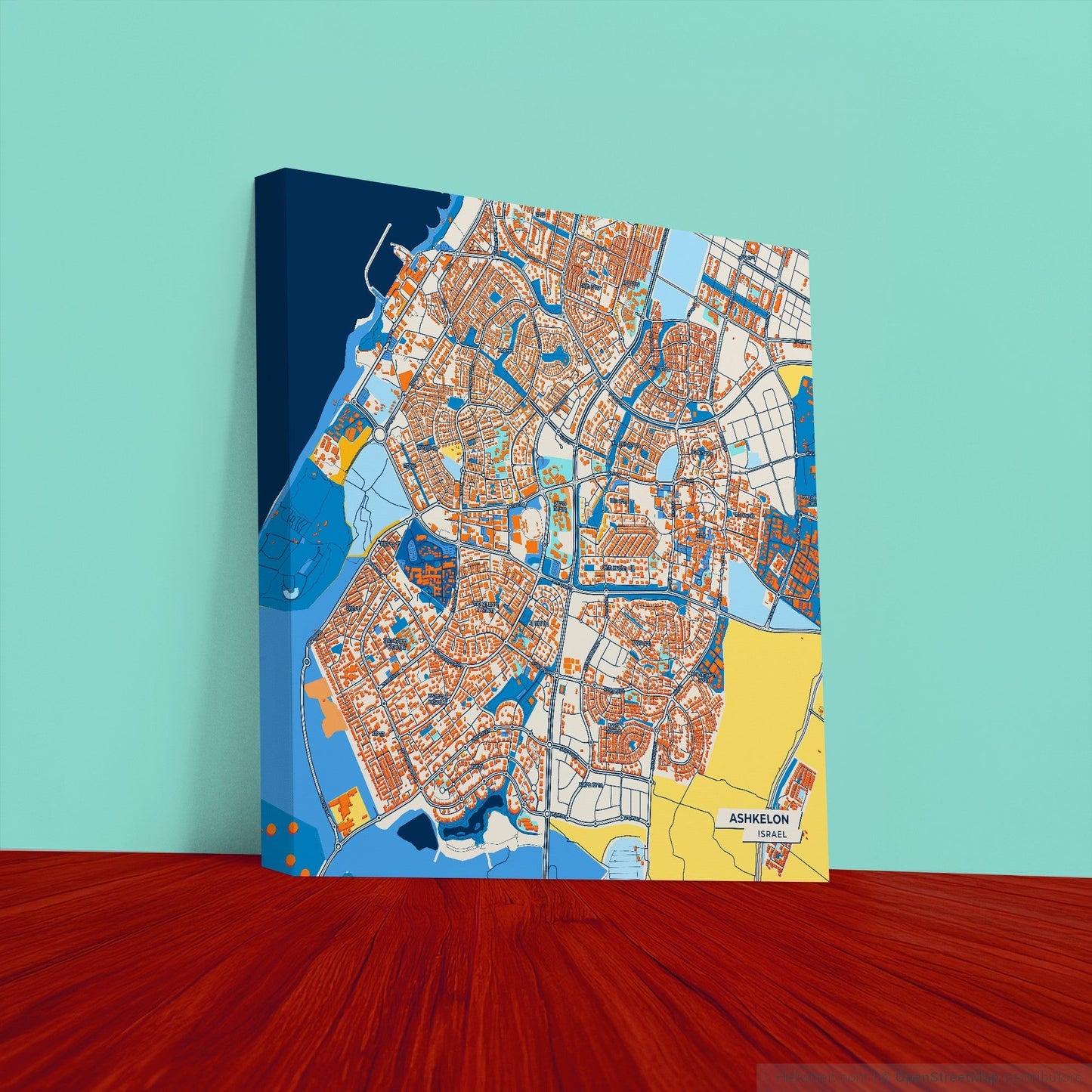 Ashkelon Israel Colorful City Map Canvas Print