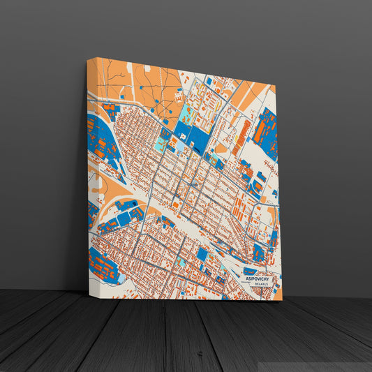 Асіповічы Belarus Colorful City Map Canvas Print