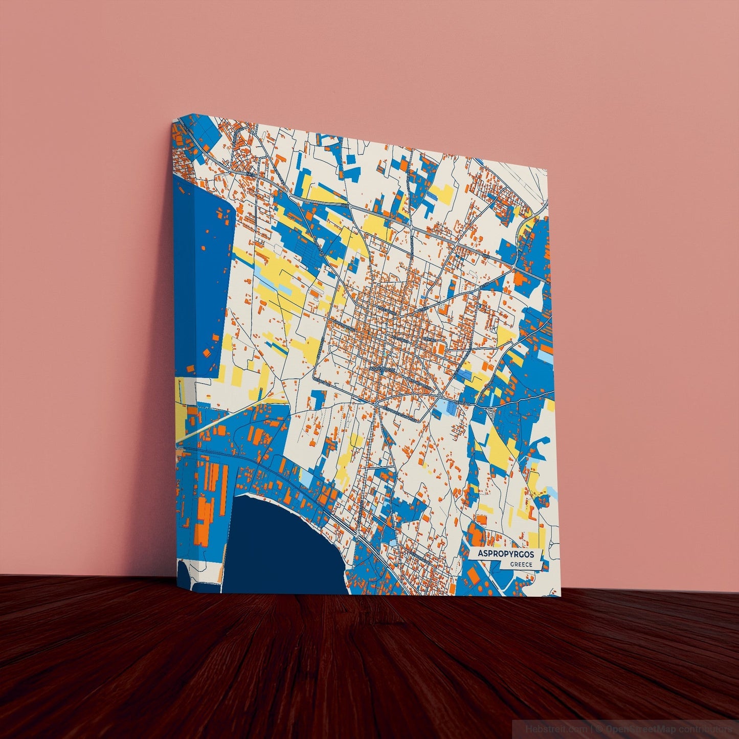 Ασπροπυργος Greece Colorful City Map Canvas Print