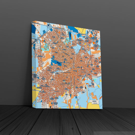 Assis Brazil Colorful City Map Canvas Print