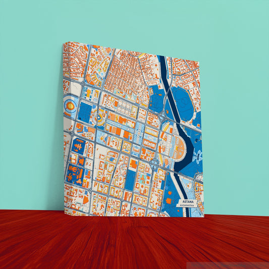 Astana Kazakhstan Colorful City Map Canvas Print