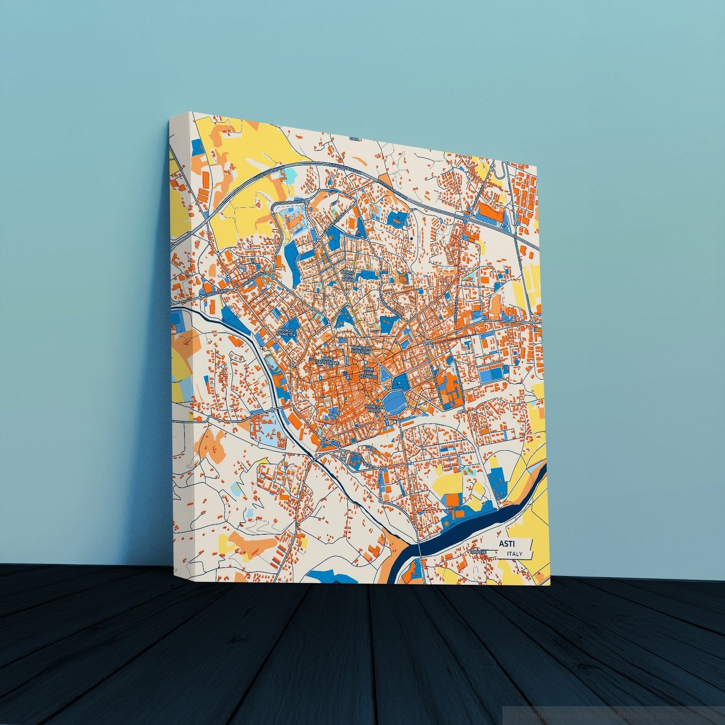 Asti Italy Colorful City Map Canvas Print