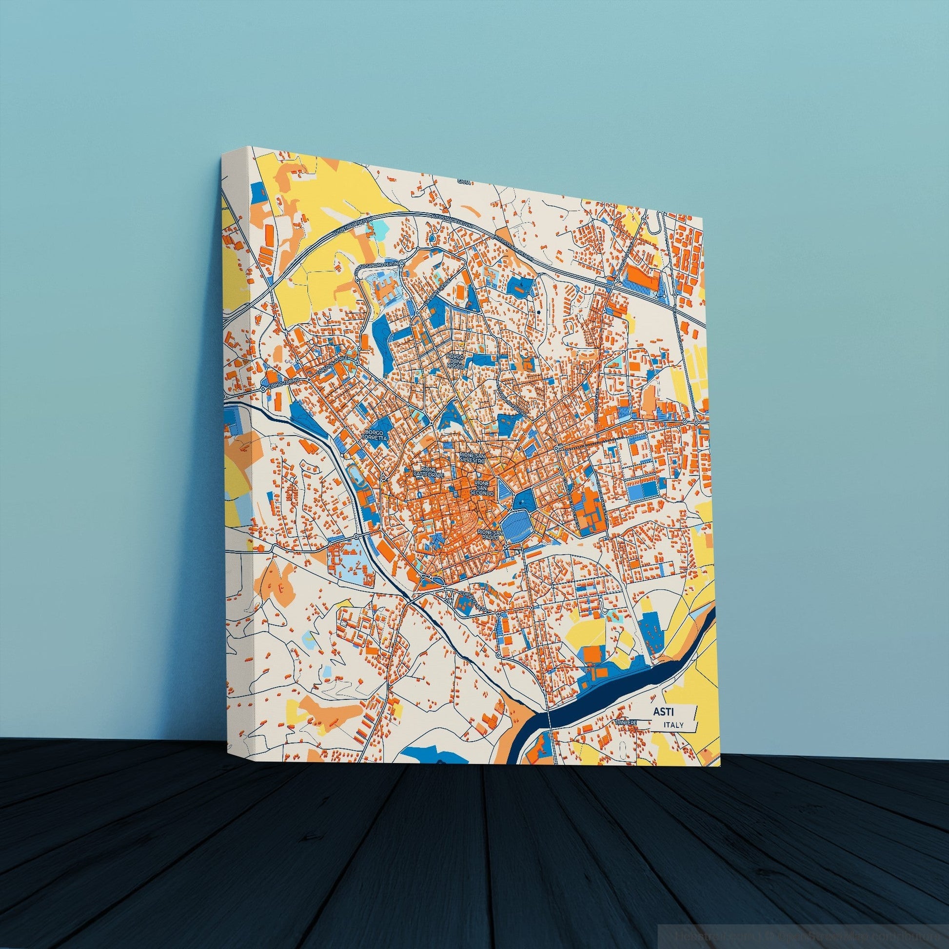 Asti Italy Colorful City Map Canvas Print