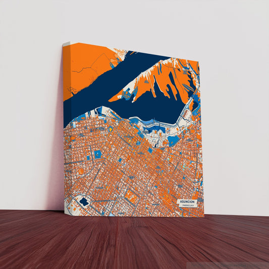 Asuncion Paraguay Colorful City Map Canvas Print