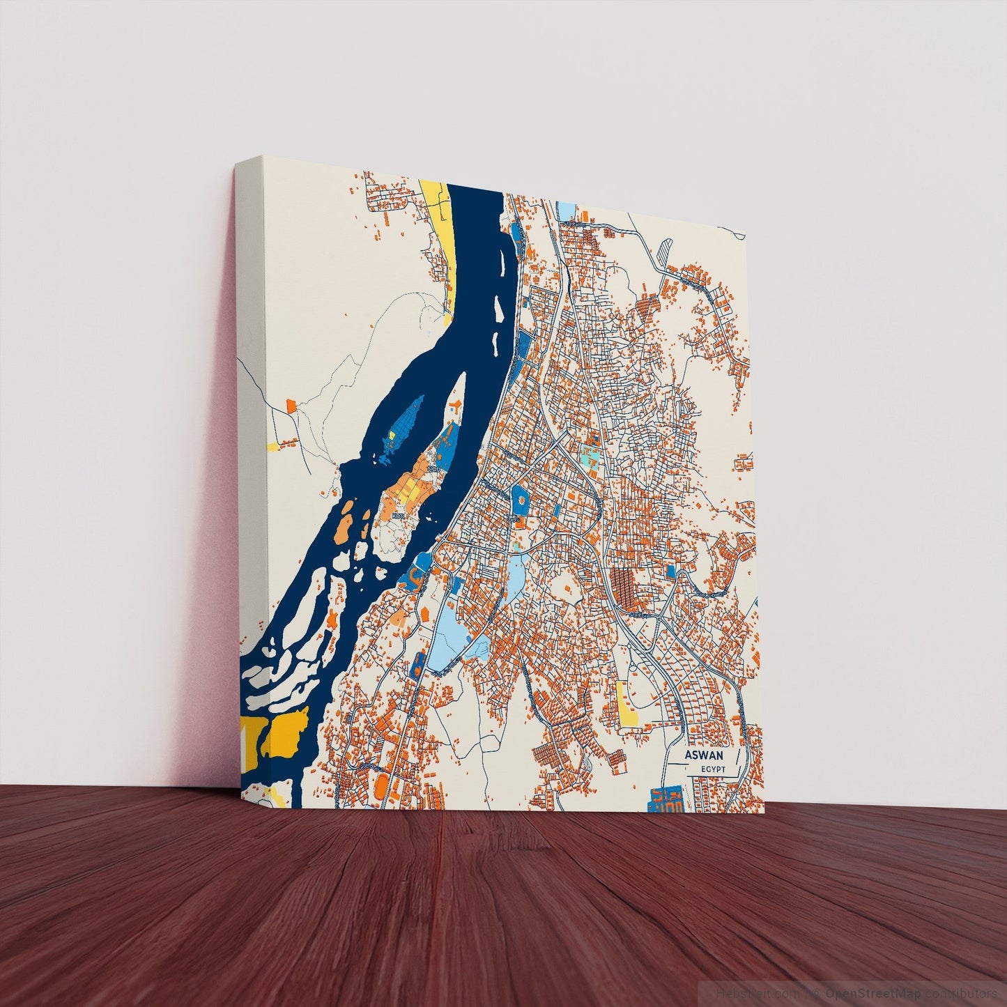Aswan Egypt Colorful City Map Canvas Print