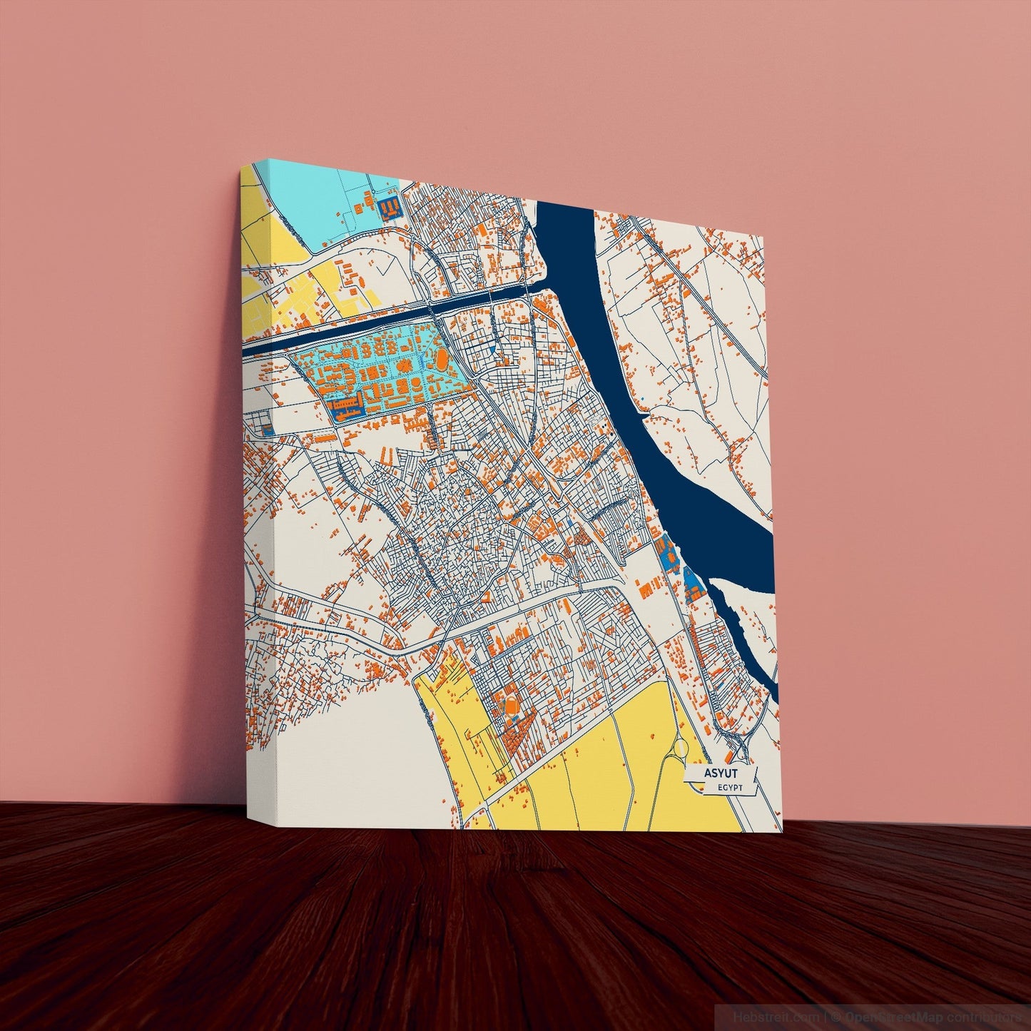 Asyut Egypt Colorful City Map Canvas Print