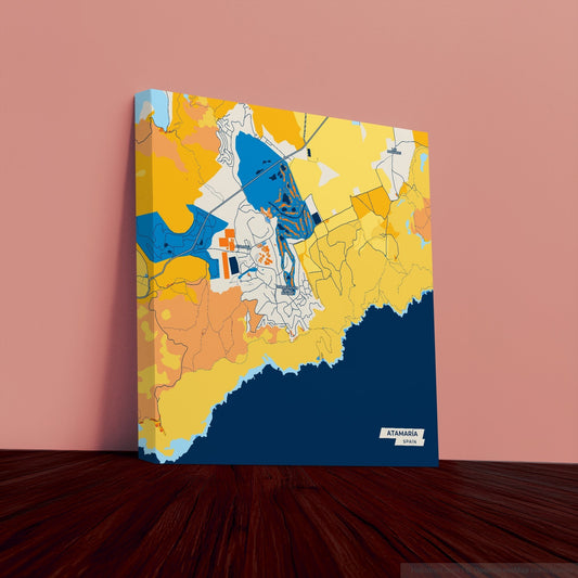 Atamaría Spain Colorful City Map Canvas Print