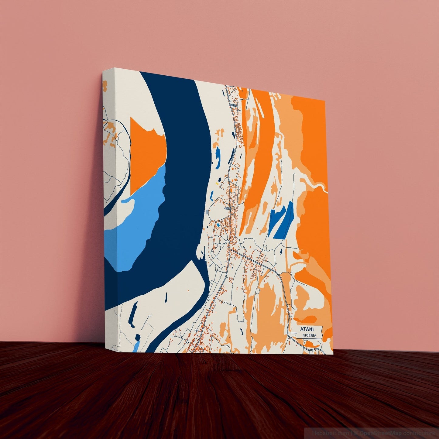 Atani Nigeria Colorful City Map Canvas Print