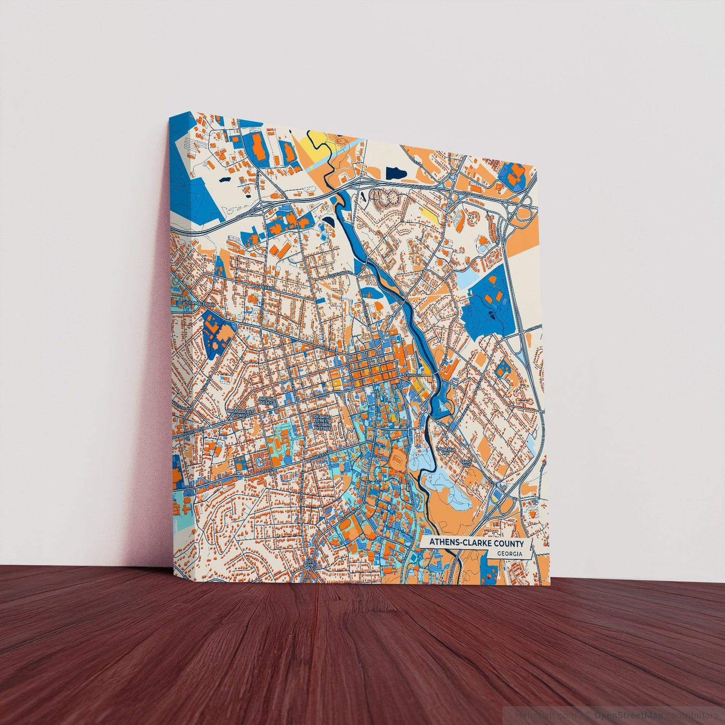 Athens-Clarke County Georgia Colorful City Map Canvas Print
