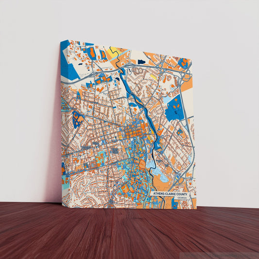 Athens-Clarke County Georgia Colorful City Map Canvas Print