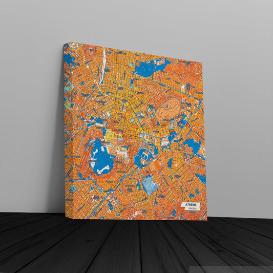 Αθηνα Greece Colorful City Map Canvas Print