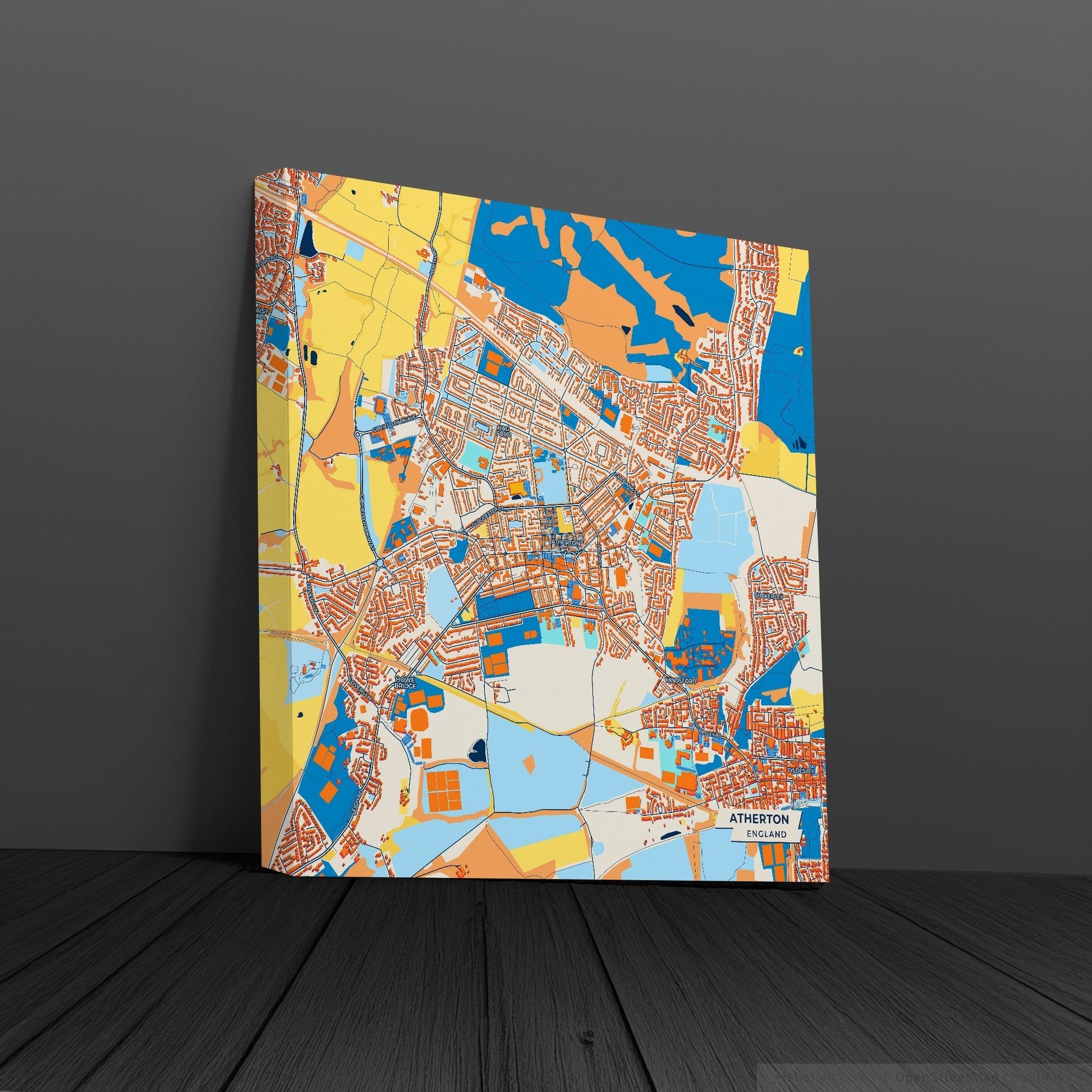 Atherton England Colorful City Map Canvas Print