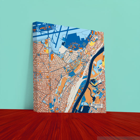 Athis-Mons France Colorful City Map Canvas Print