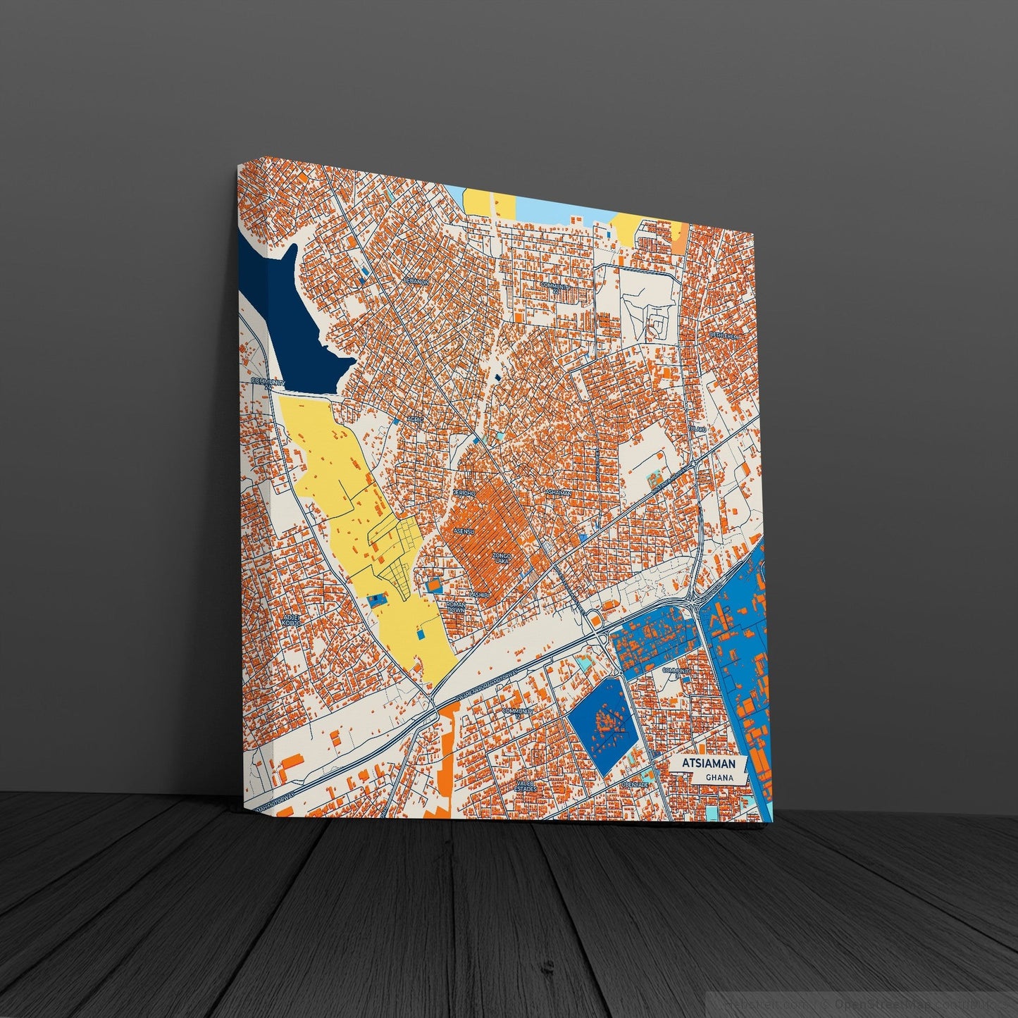 Atsiaman Ghana Colorful City Map Canvas Print