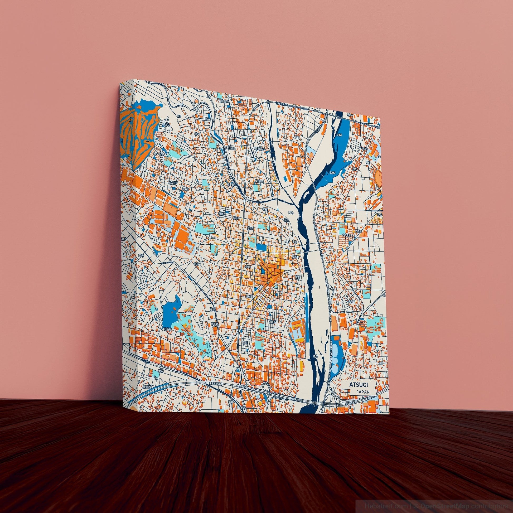 Atsugi Japan Colorful City Map Canvas Print